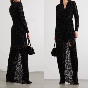 Veronica Beard Ruthie Dress Black Velvet Flocked Gown Size 4